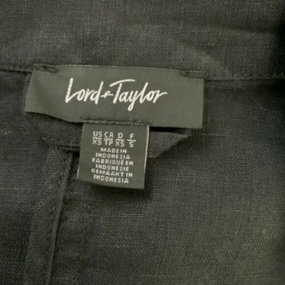 Lord & Taylor Linen Jacket Black Lightweight V-neck Belted XS - Picture 4 of 10